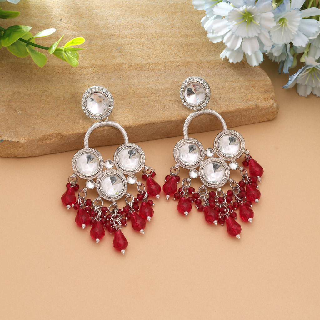 Rani Color Elegant Kundan Earrings