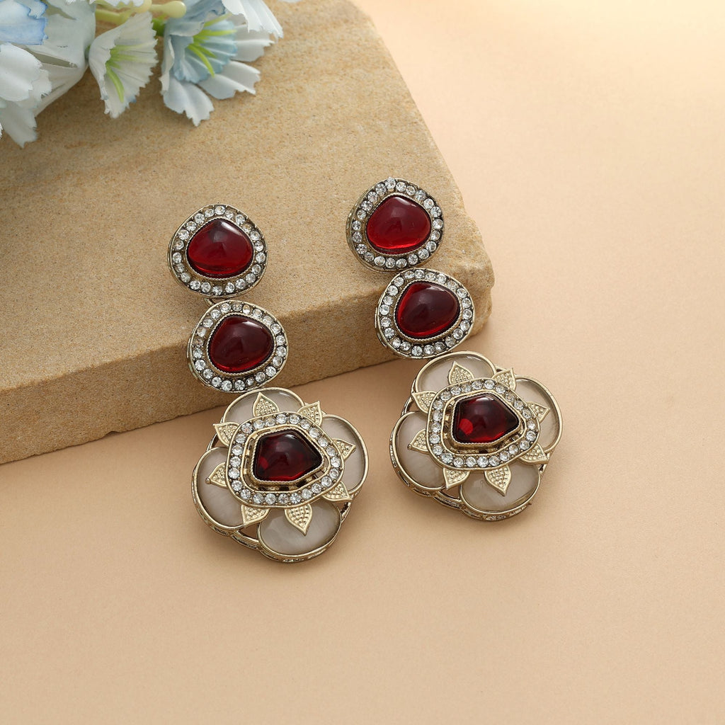 Maroon Color Kundan Earrings Royal Bridal Traditional Jewelry