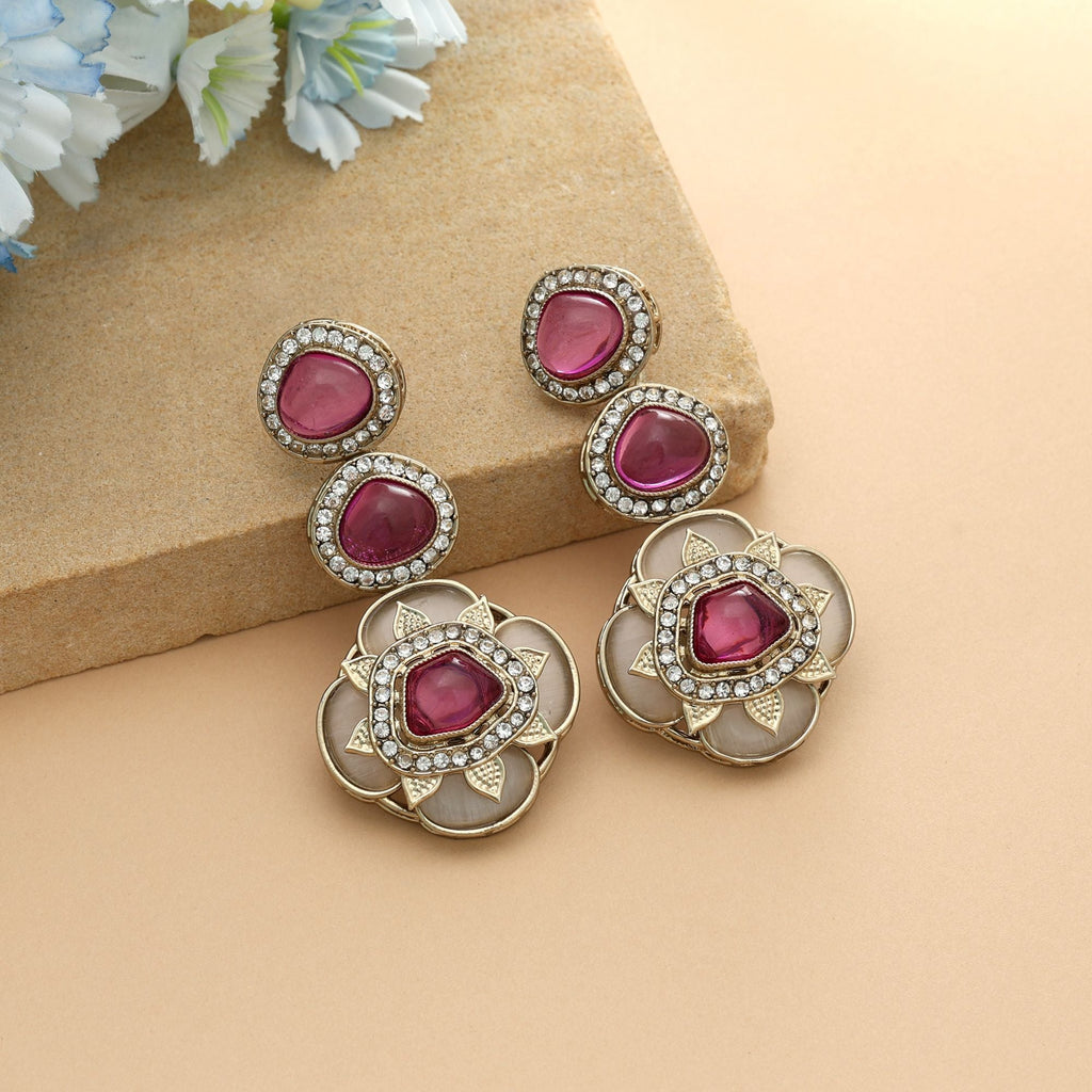 Rani Color Kundan Earrings Bold Traditional Wedding Jewelry