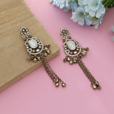 White Color Kundan Earrings Elegant Traditional Ethnic Jewelry