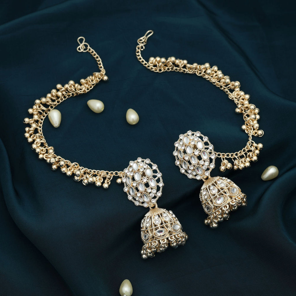 White Color Kundan Earrings Festive Style