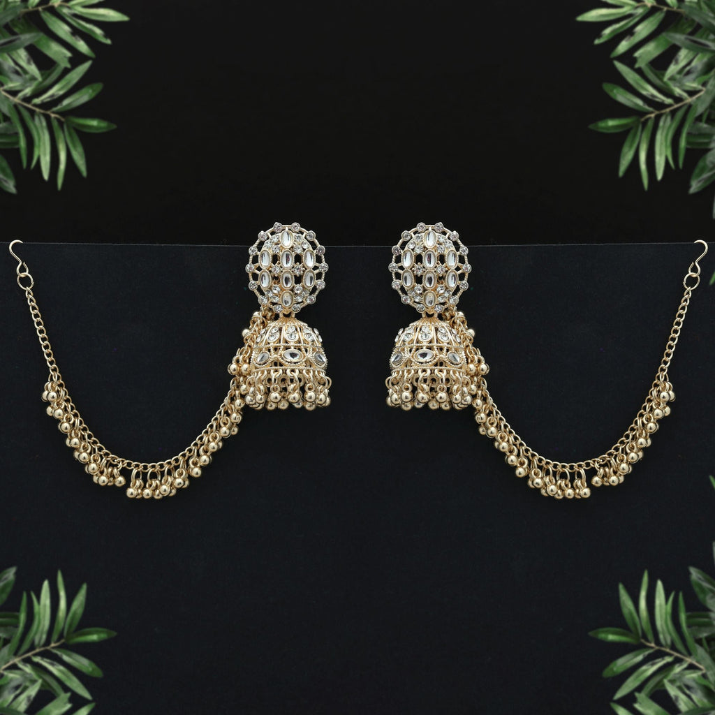 White Color Kundan Earrings Festive Style