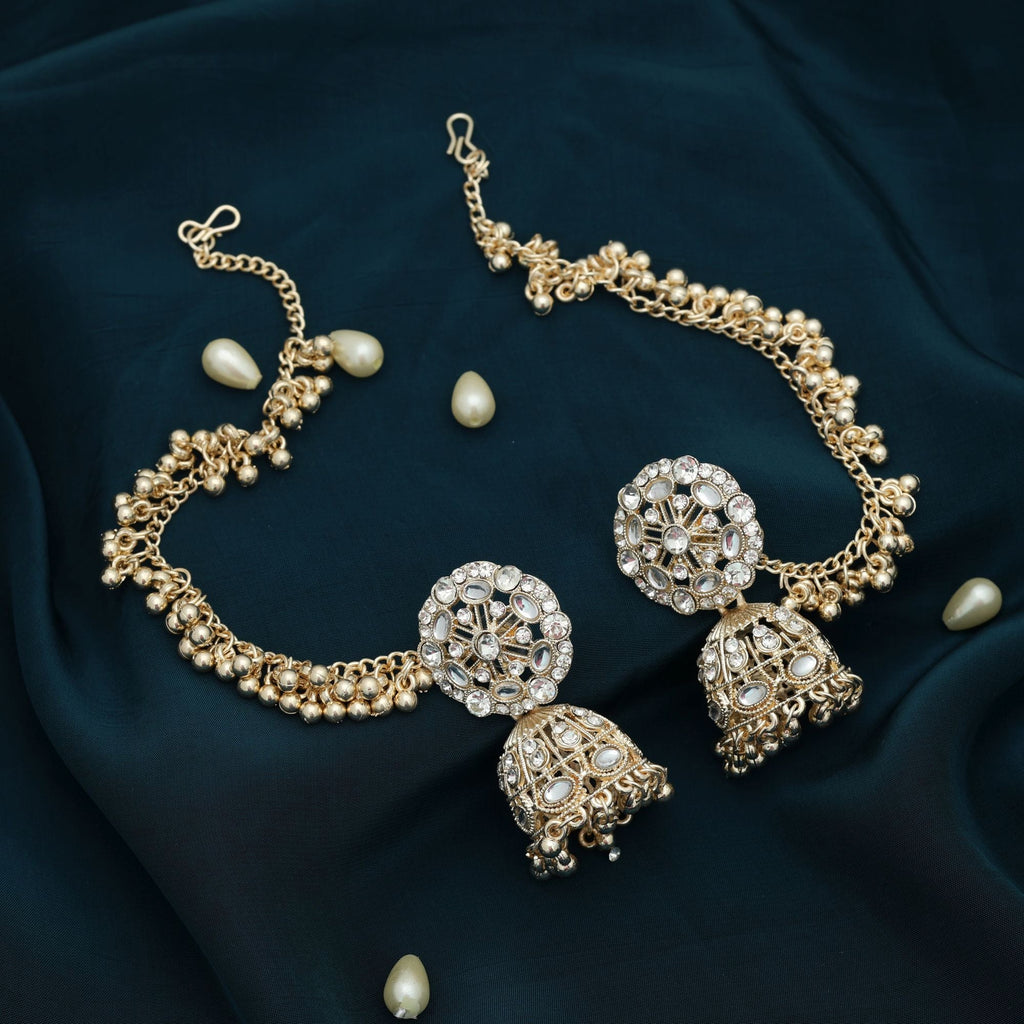 White Color Kundan Earrings Daily Wear