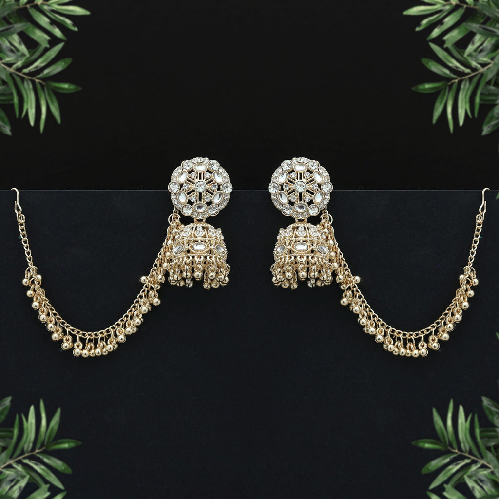 White Color Kundan Earrings Daily Wear