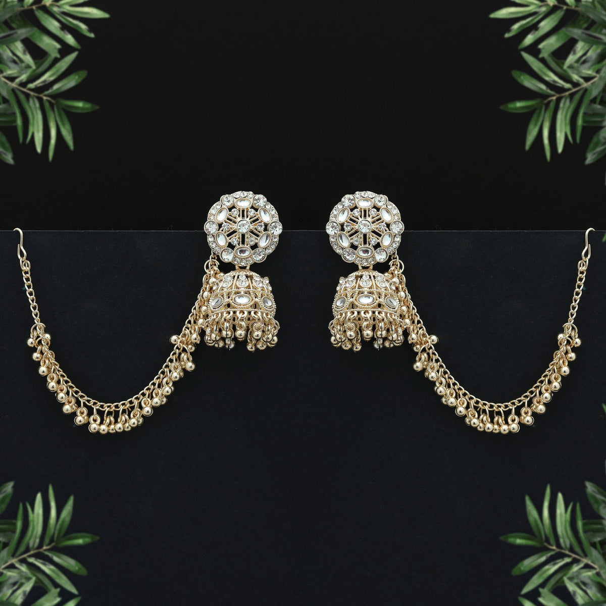 White Color Kundan Earrings Daily Wear