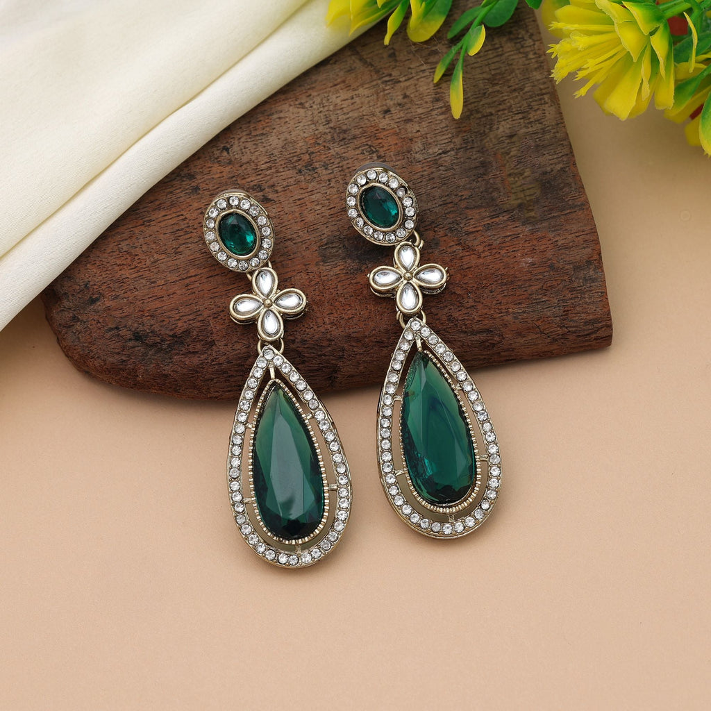Green Kundan Earrings - Festive