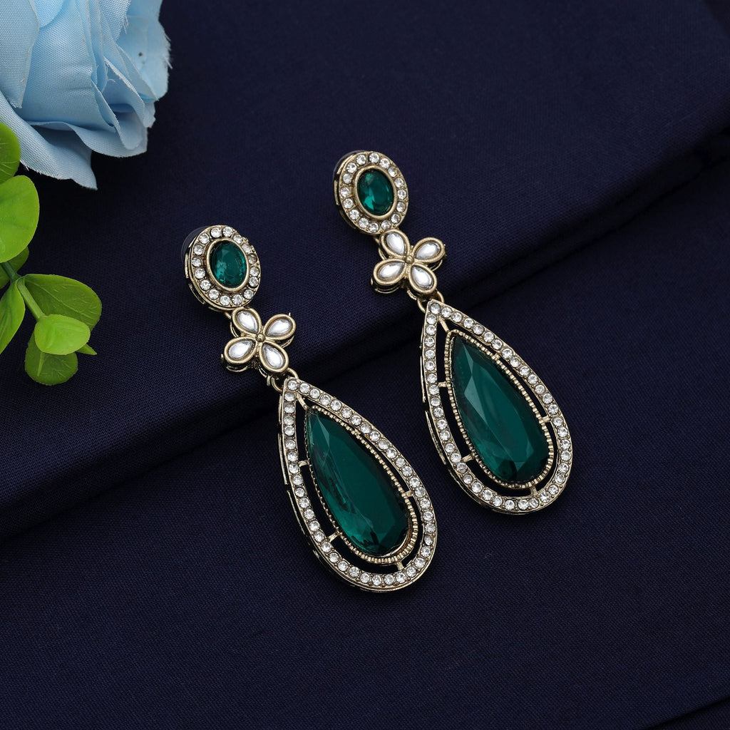 Green Kundan Earrings - Festive