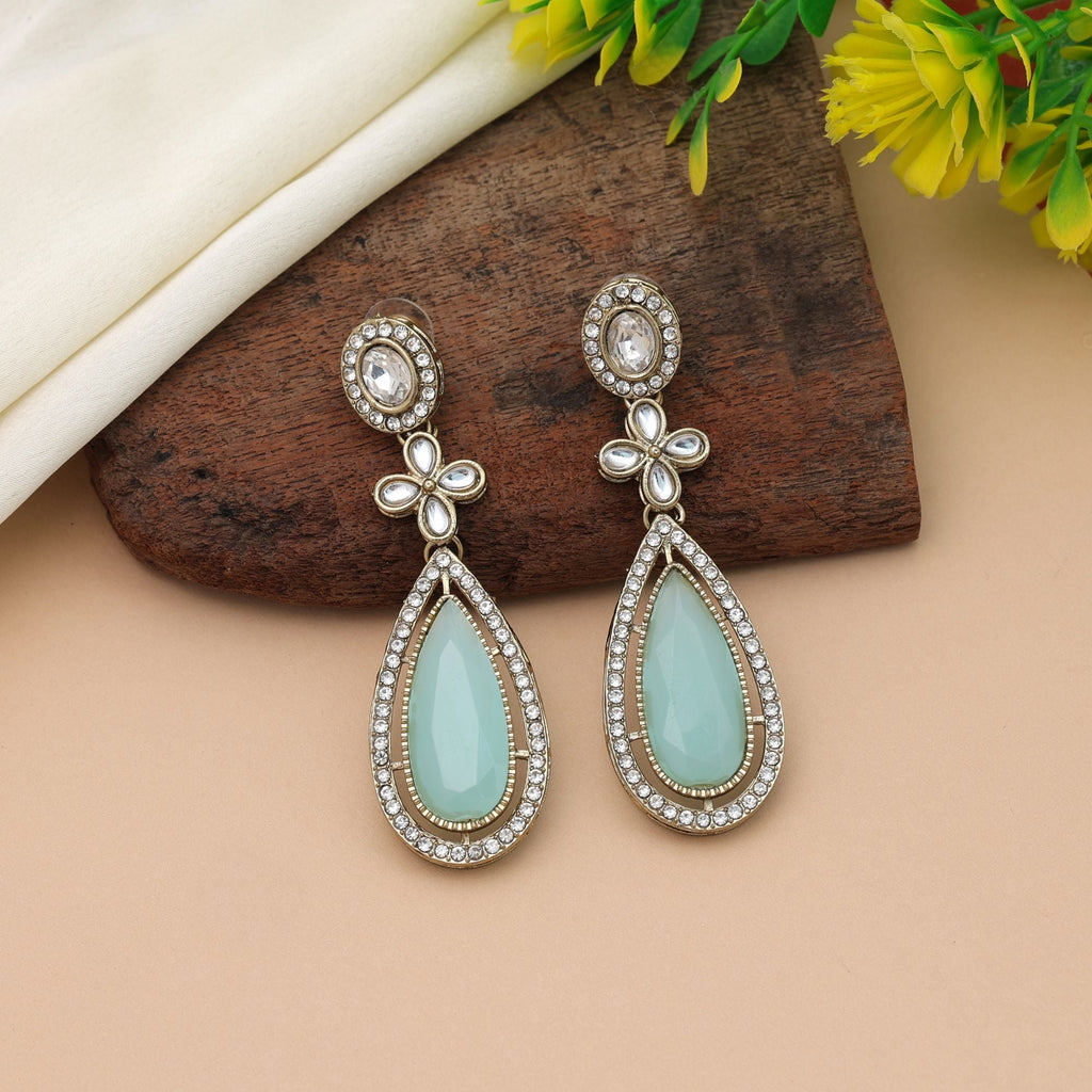 Pista Green Kundan Earrings - Festive Wear