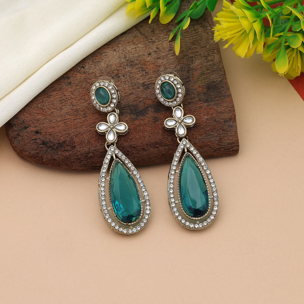 Rama Green Kundan Earrings - Bridal