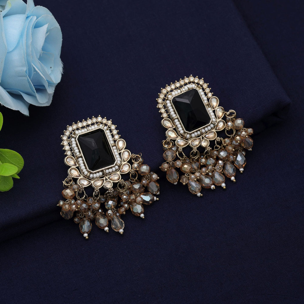 Black Kundan Earrings - Elegant Style