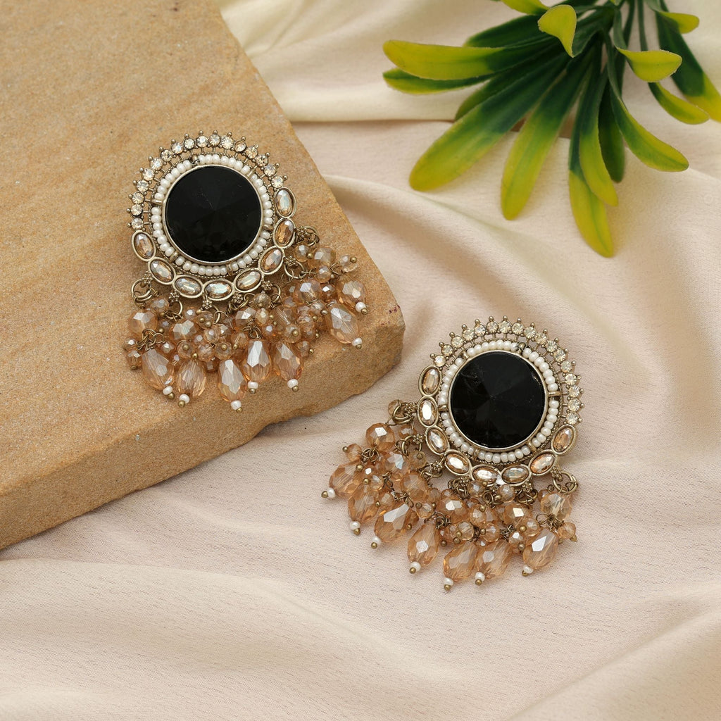 Black Kundan Statement Earrings