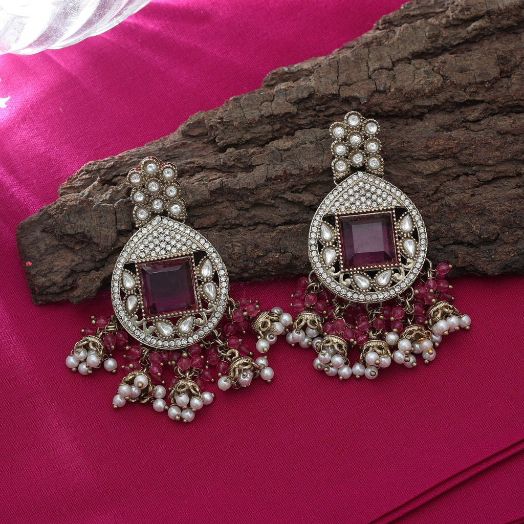 Purple Kundan Earrings - Celebration