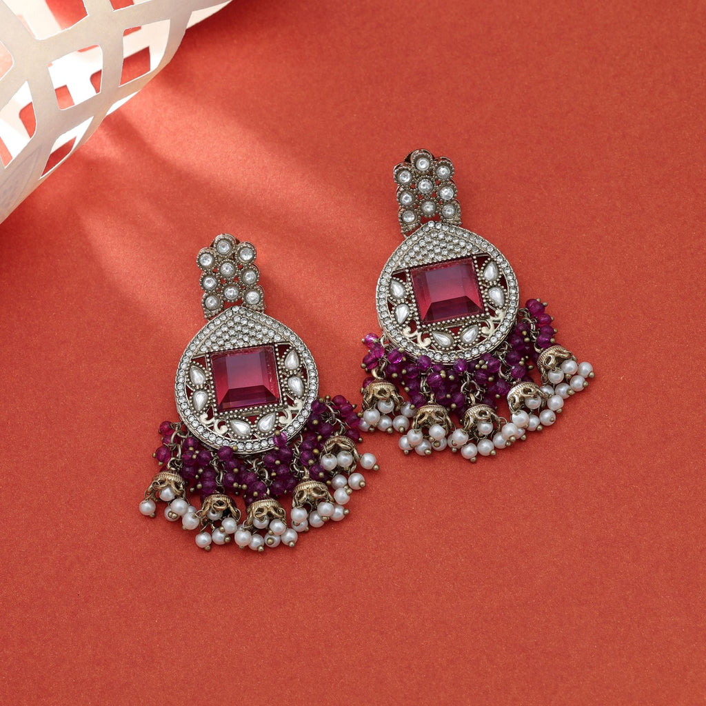 Purple Kundan Earrings - Celebration