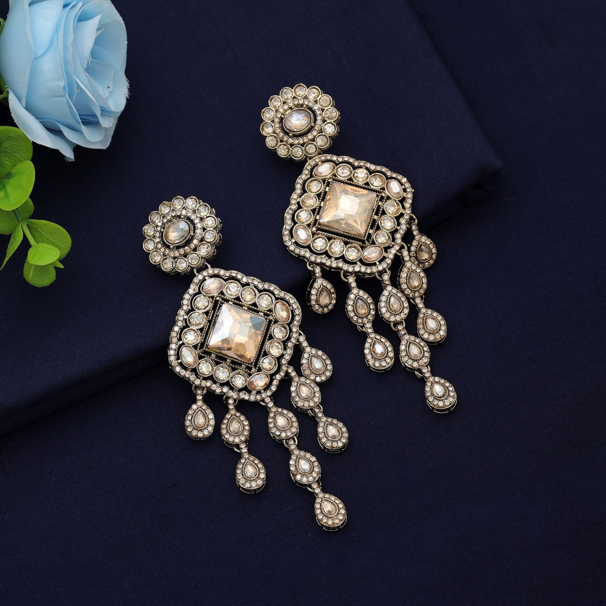 Gold Kundan Earrings - Festive Wear