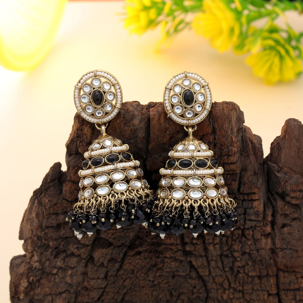 Black Kundan Earrings - Chic Ethnic