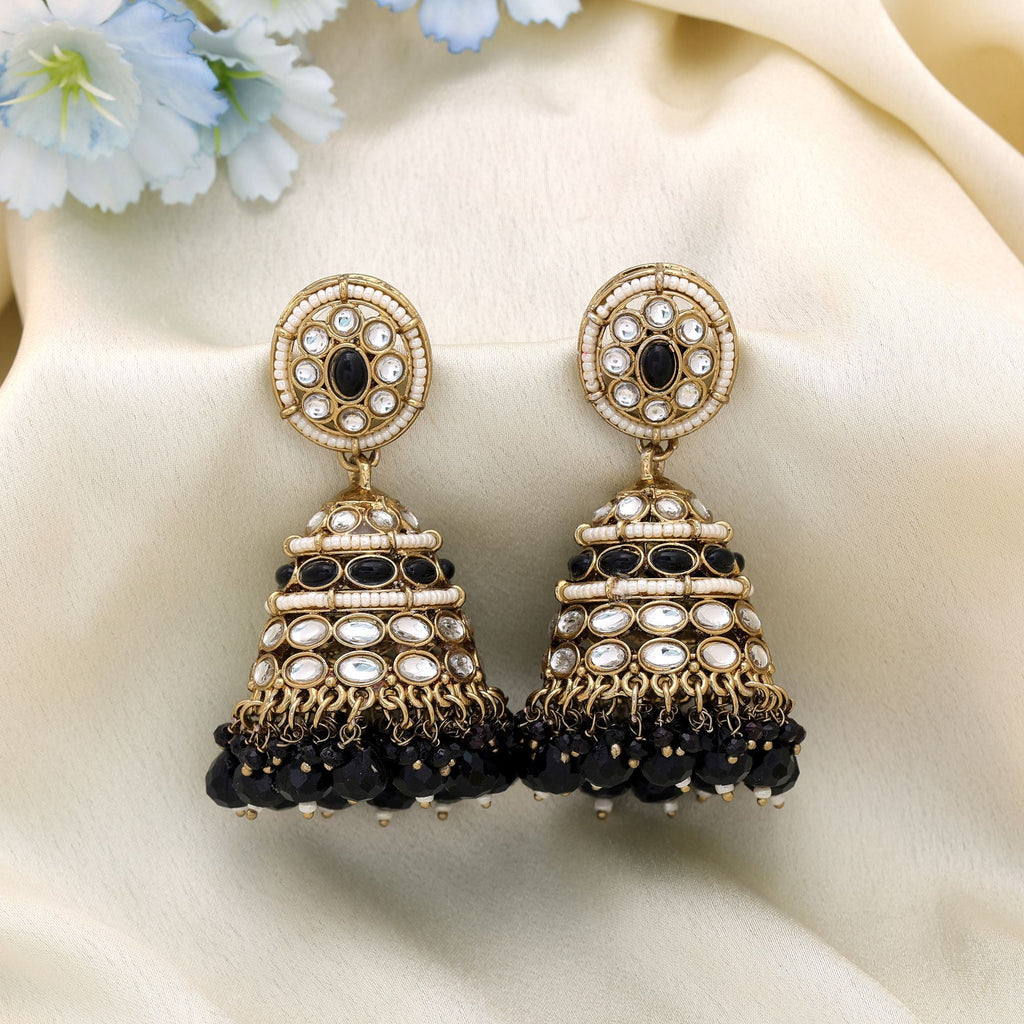 Black Kundan Earrings - Chic Ethnic