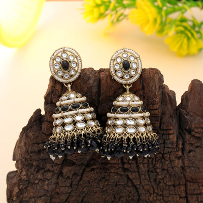 Black Kundan Earrings - Chic Ethnic