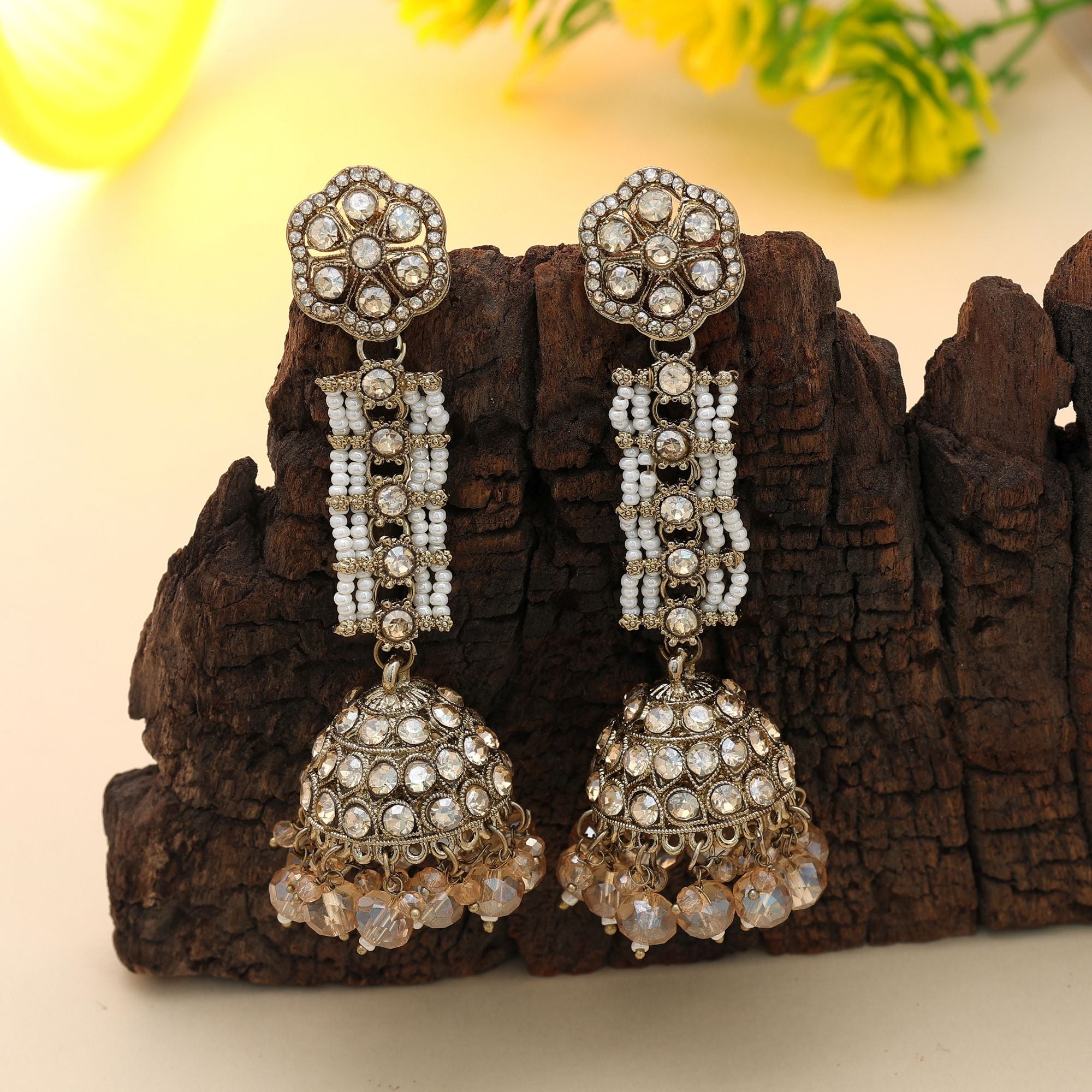 Gold Kundan Earrings - Wedding Celebration