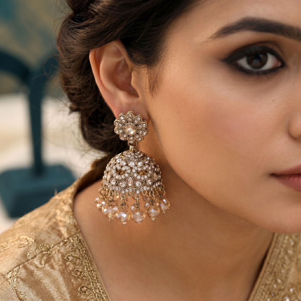 Gold Kundan Earrings - Designer Party