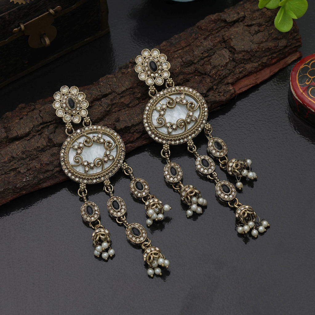 Bold Black Kundan Earrings