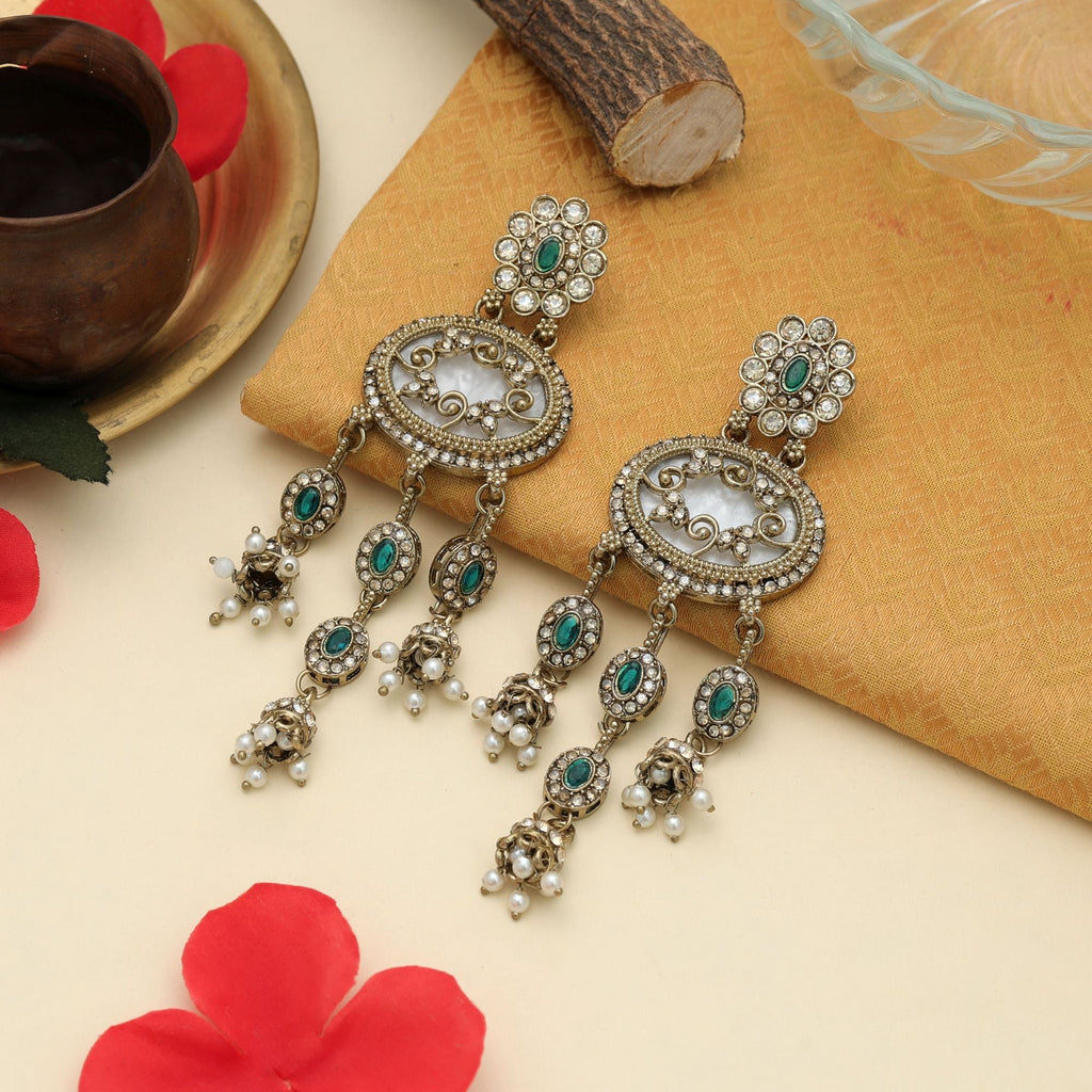 Bright Green Kundan Earrings