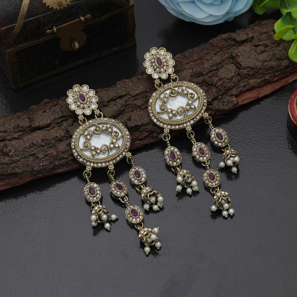 Royal Purple Kundan Earrings