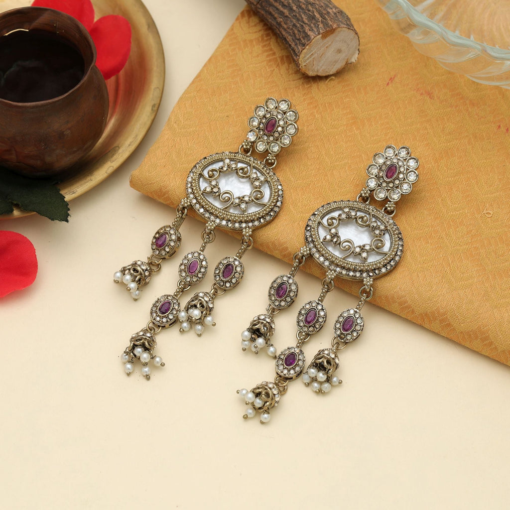 Royal Purple Kundan Earrings