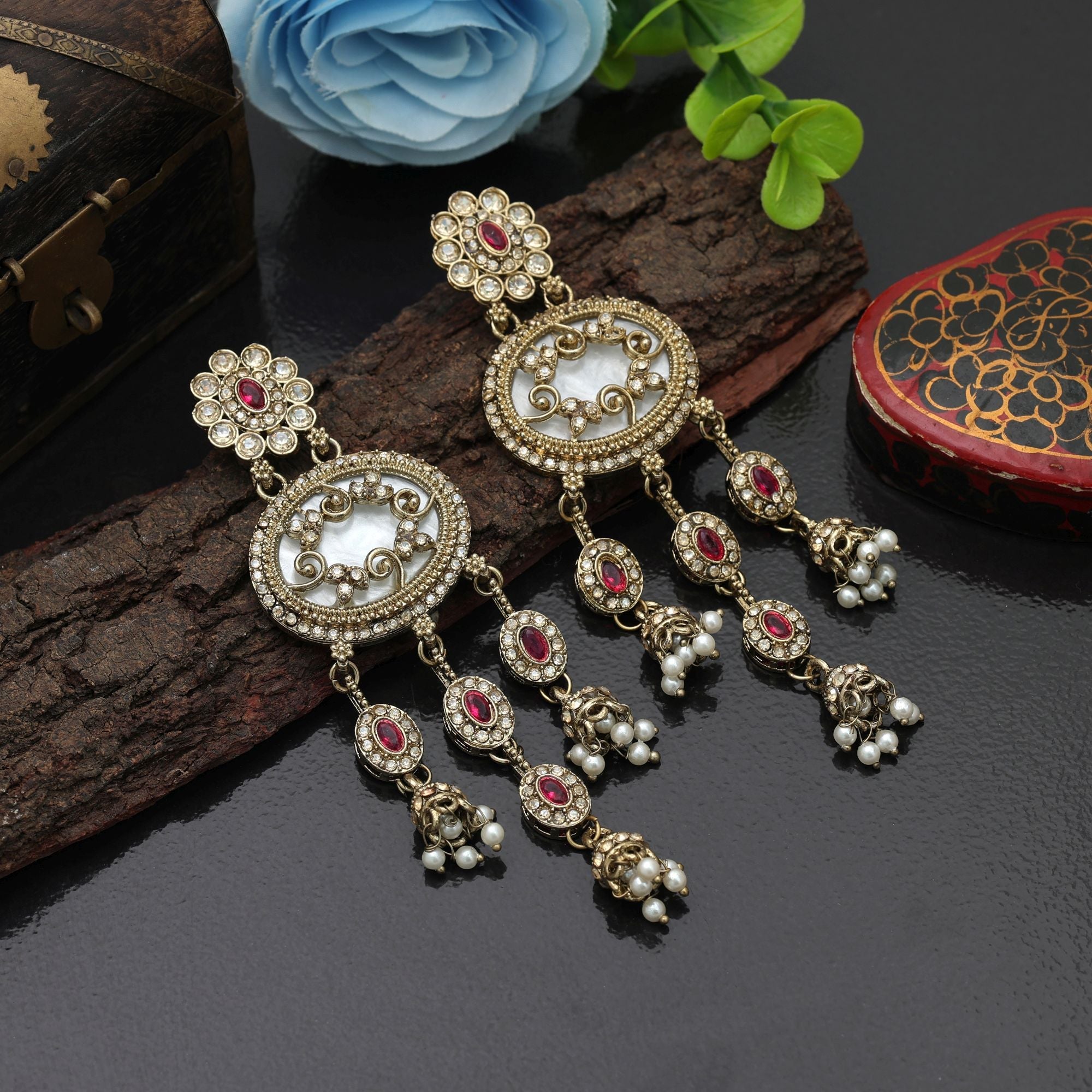Stunning Rani Kundan Earrings
