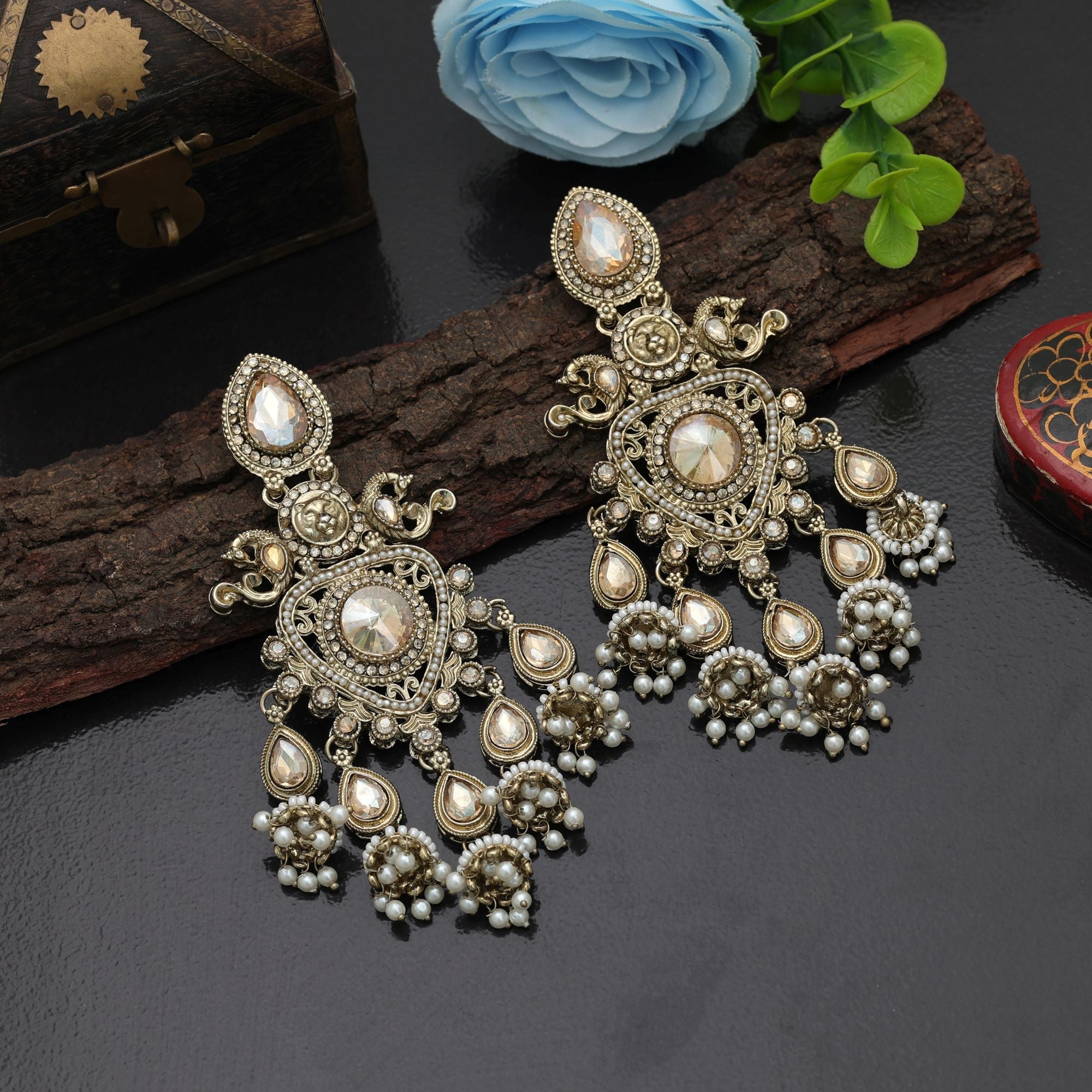 Luxury Gold Kundan Earrings