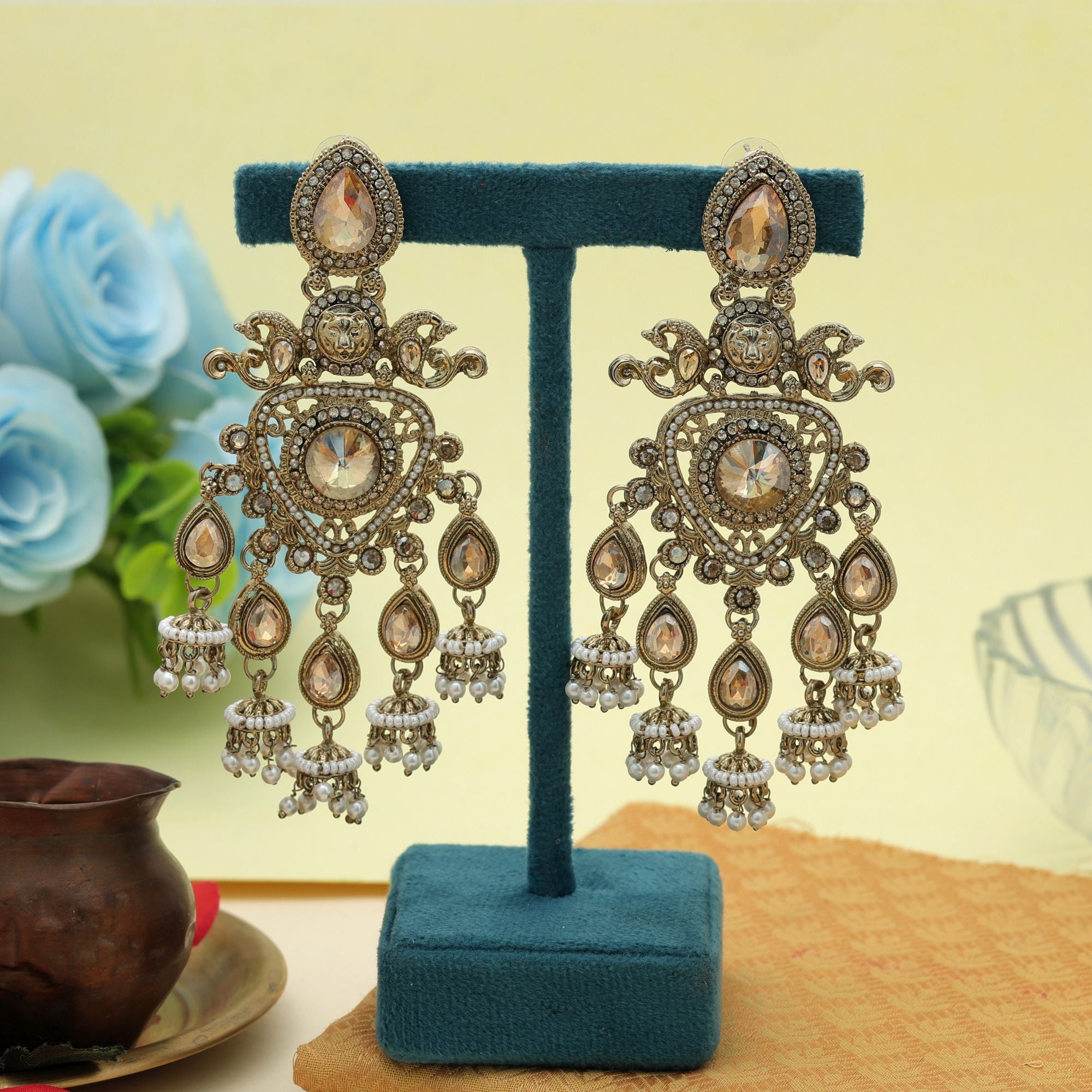 Luxury Gold Kundan Earrings
