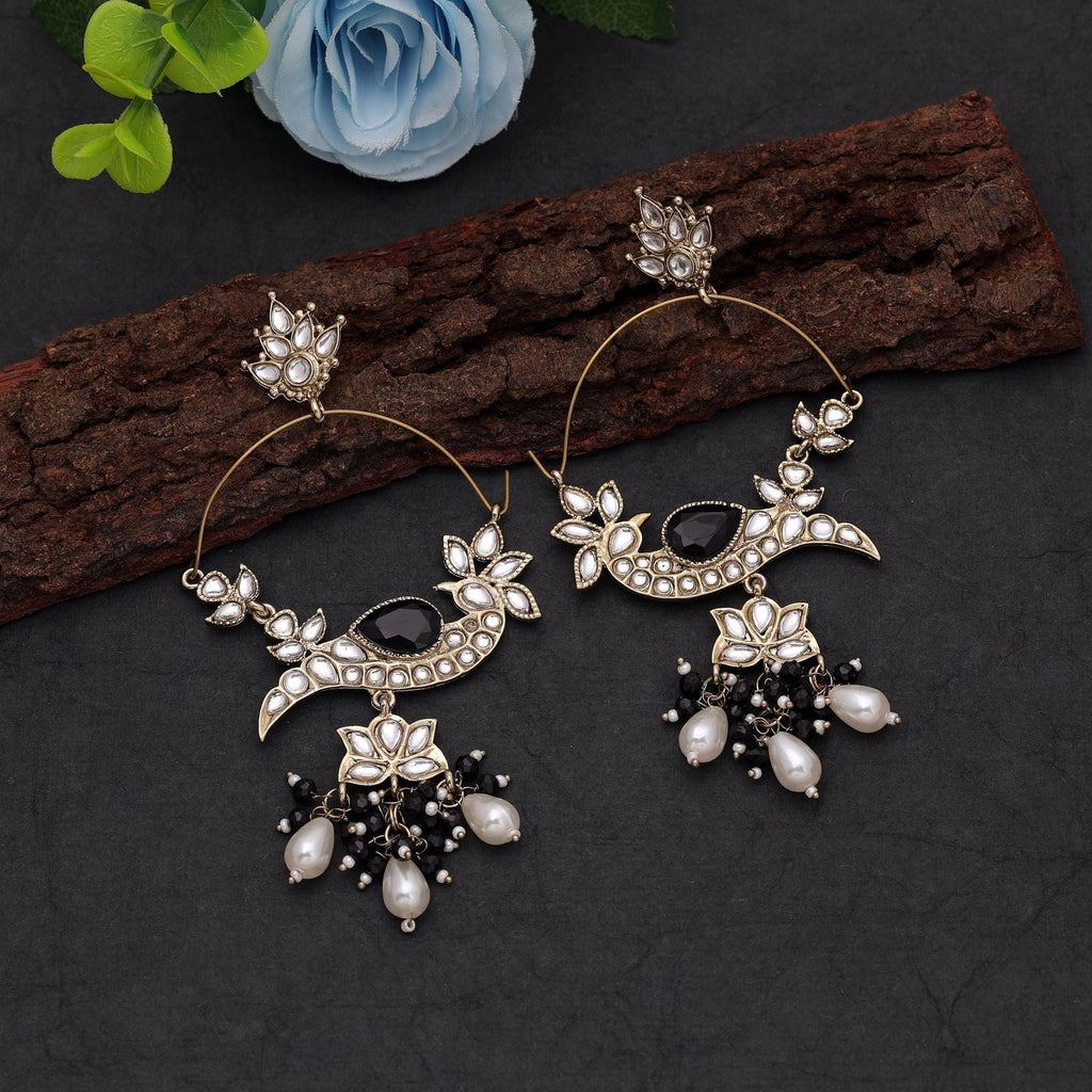 Black Color Dangle Earrings with Designer Ethnic Style