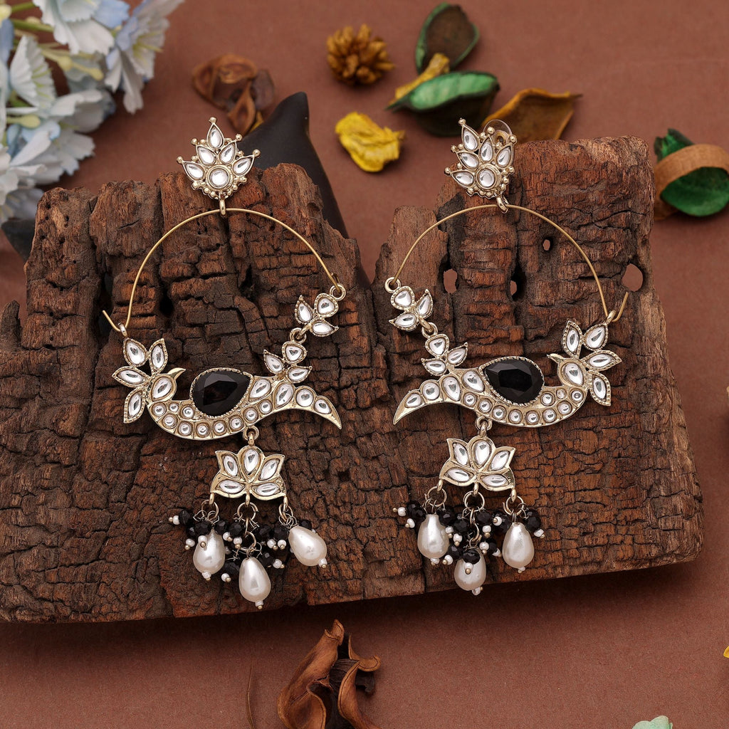 Black Color Dangle Earrings with Designer Ethnic Style