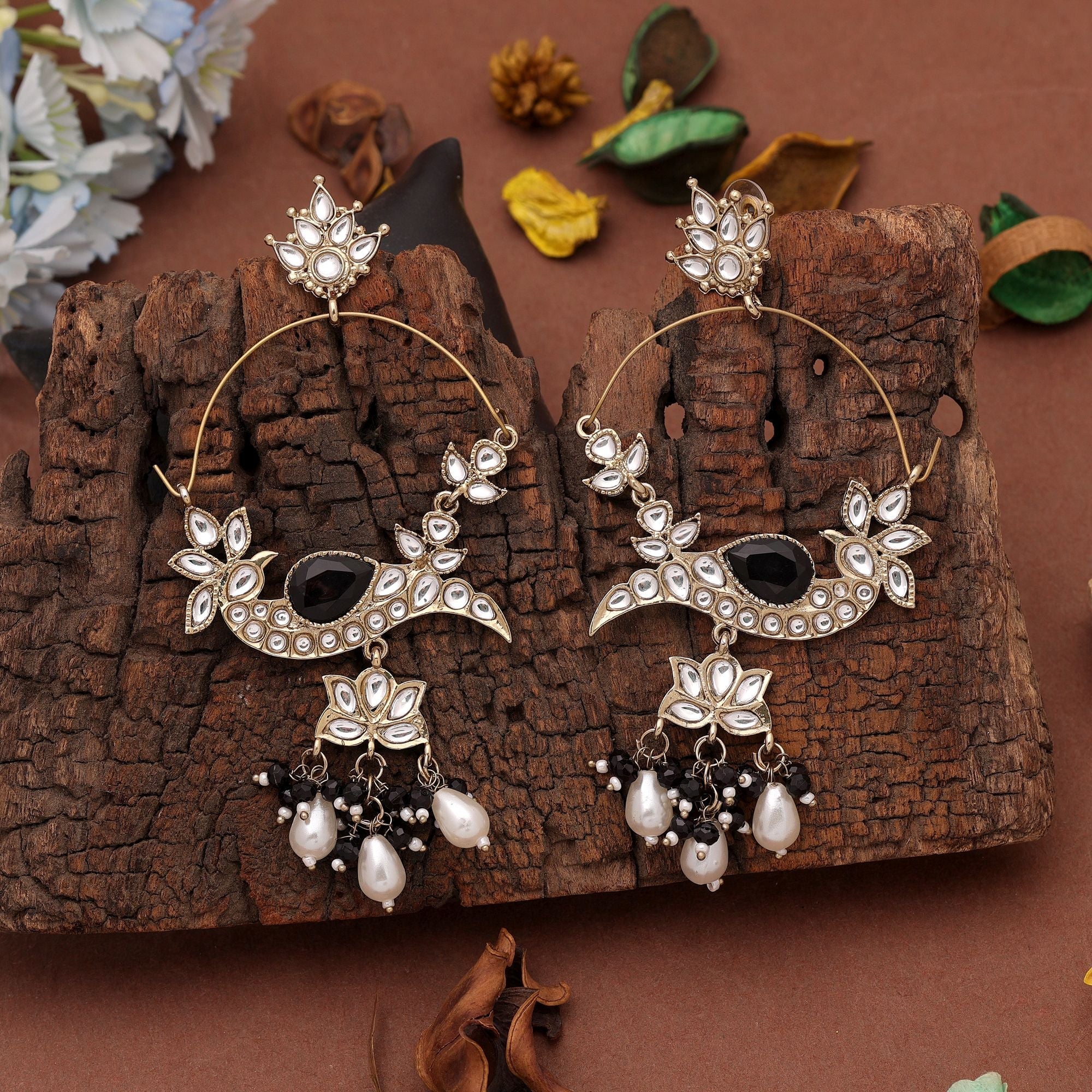 Black Color Dangle Earrings with Designer Ethnic Style