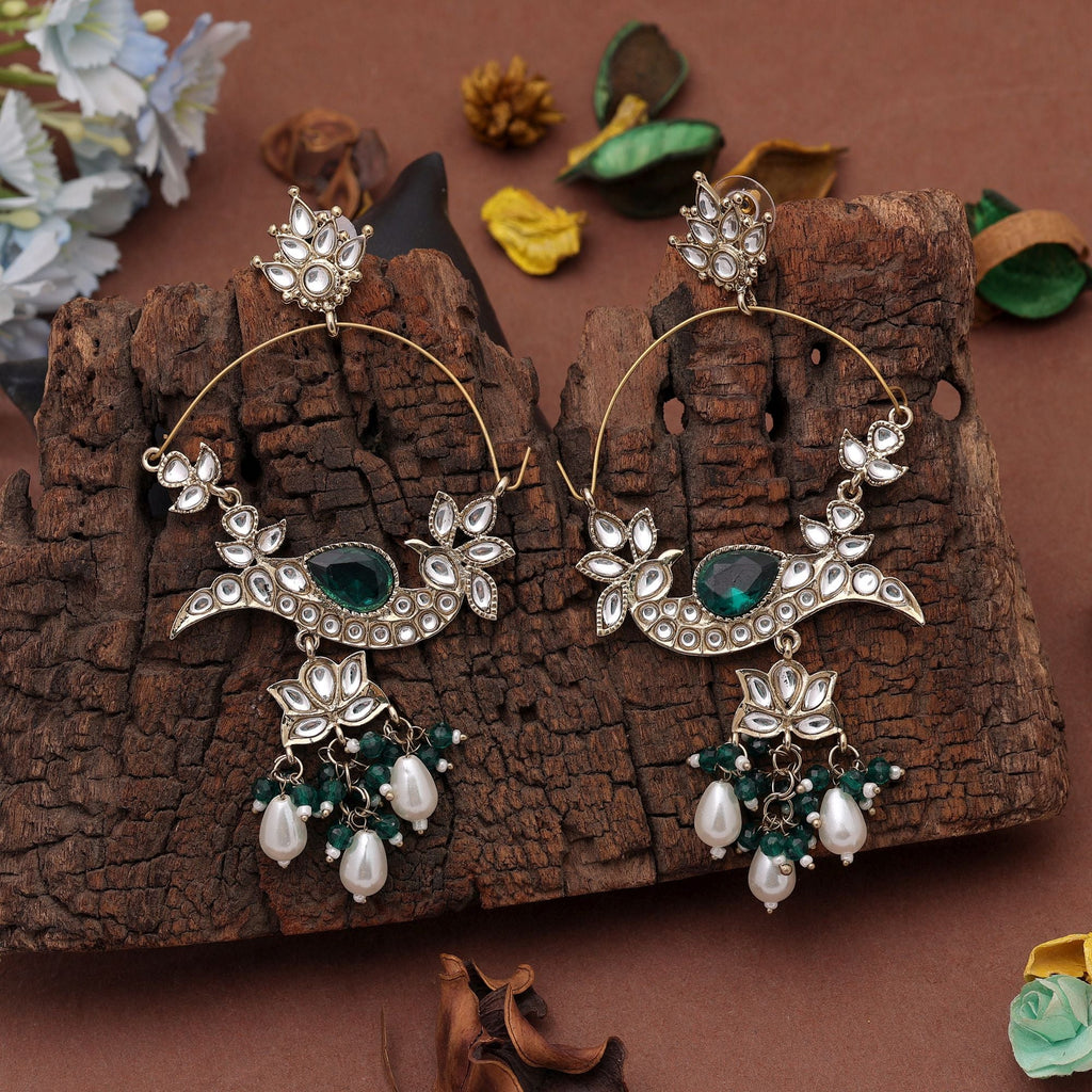 Green Color Kashmiri Earrings with Traditional Handmade Style
