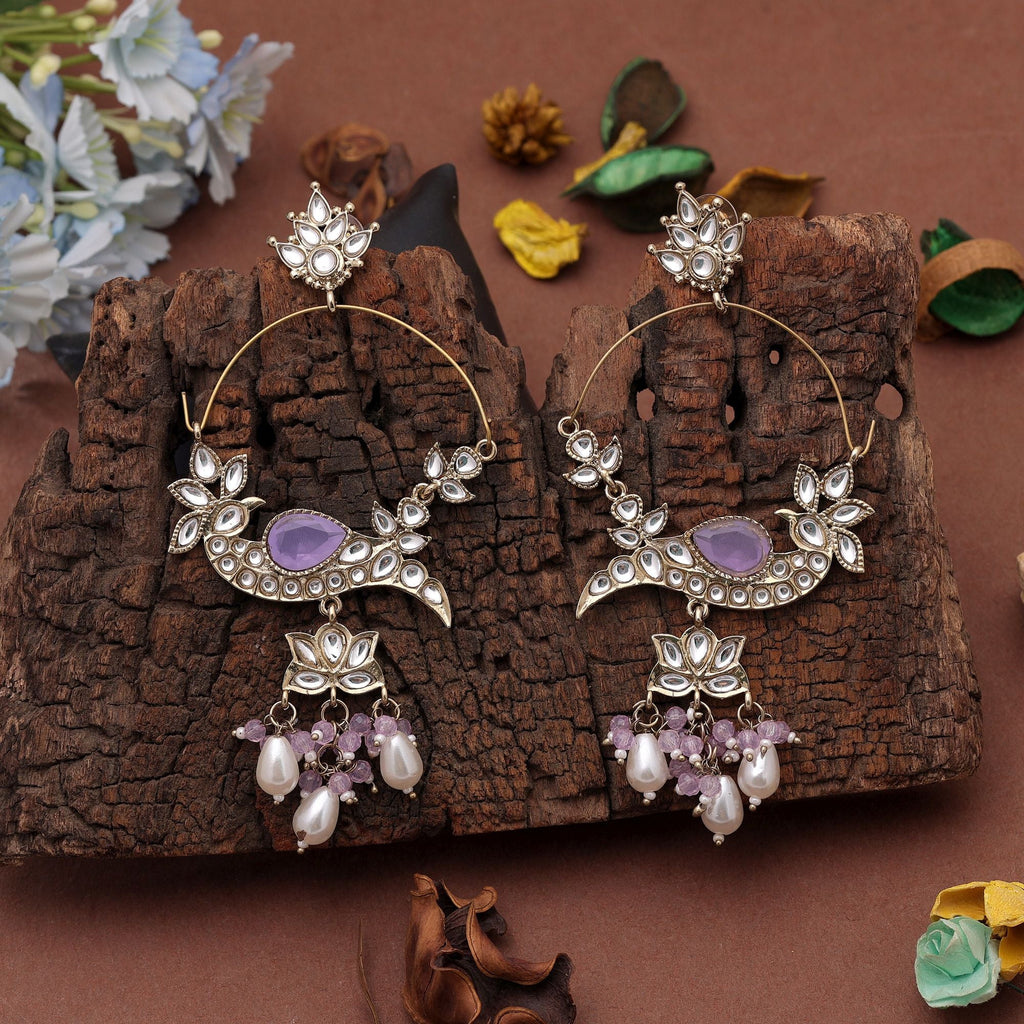 Light Purple Color Kashmiri Earrings with Handmade Design