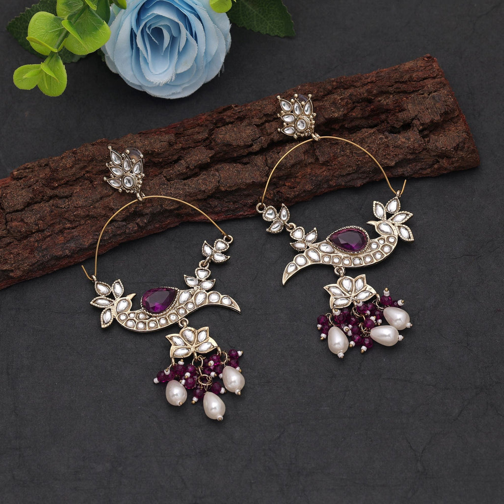 Purple Color Kashmiri Earrings with Designer Ethnic Style
