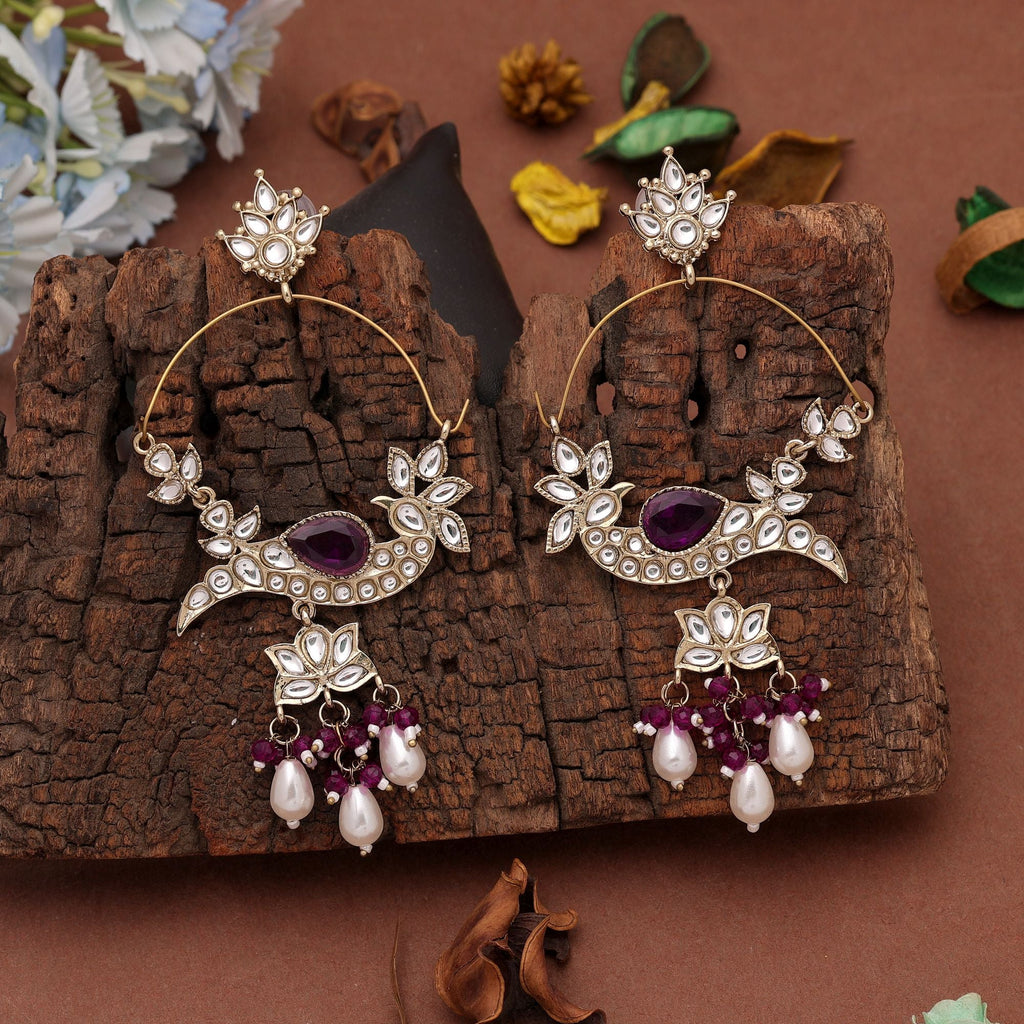 Purple Color Kashmiri Earrings with Designer Ethnic Style