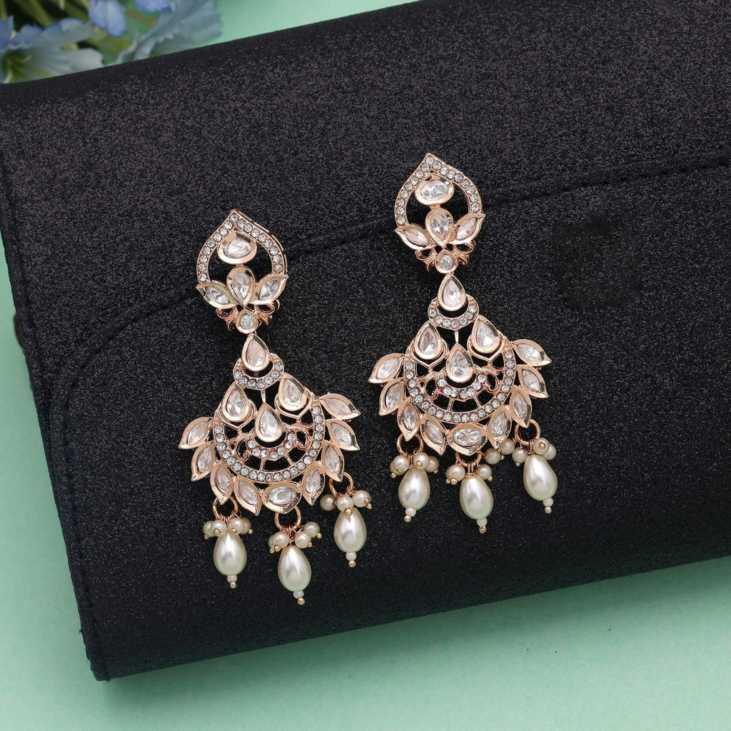 White Color Polki Kundan Earrings Bridal Jewelry Design