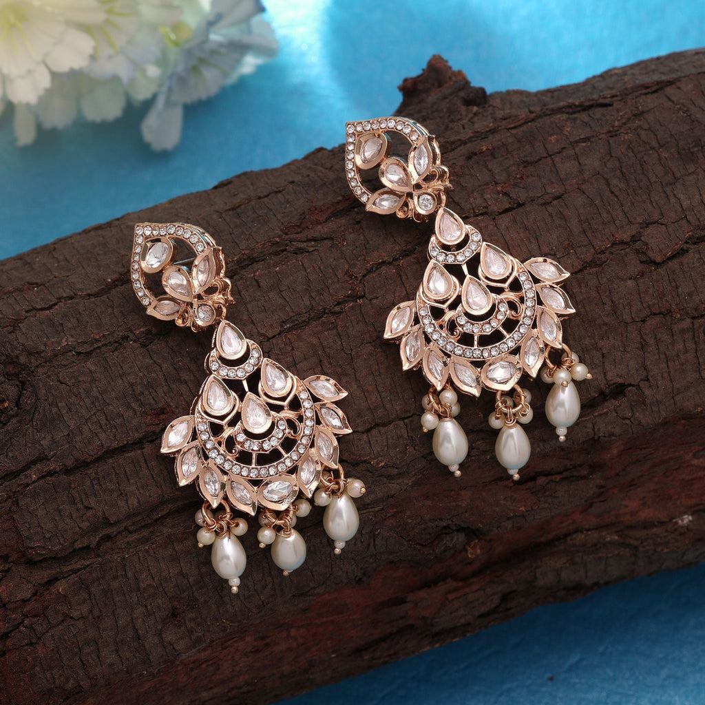 White Color Polki Kundan Earrings Bridal Jewelry Design