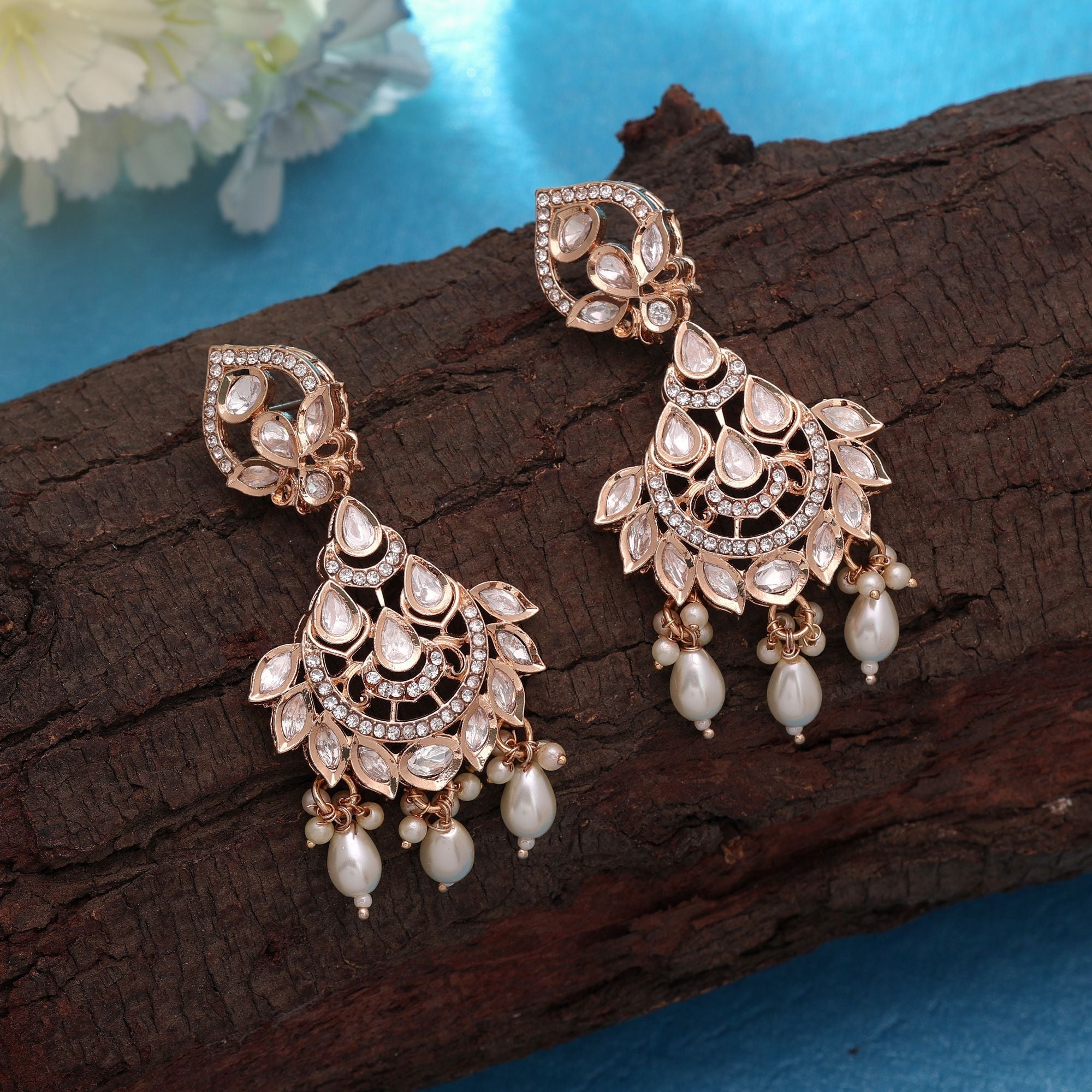 White Color Polki Kundan Earrings Bridal Jewelry Design
