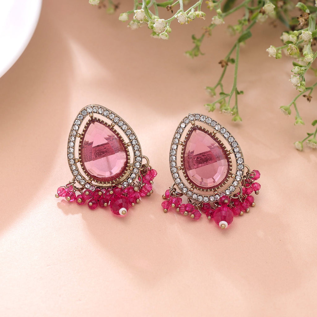 Pink Color Kundan Earrings Festive Jewelry Style