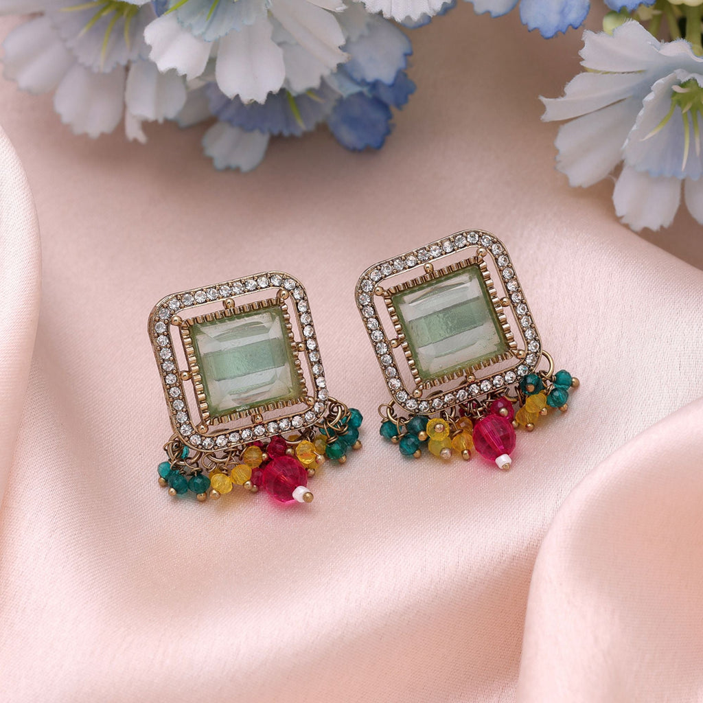 Aqua Blue & Rani Color Kundan Earrings Festive Jewelry Appeal