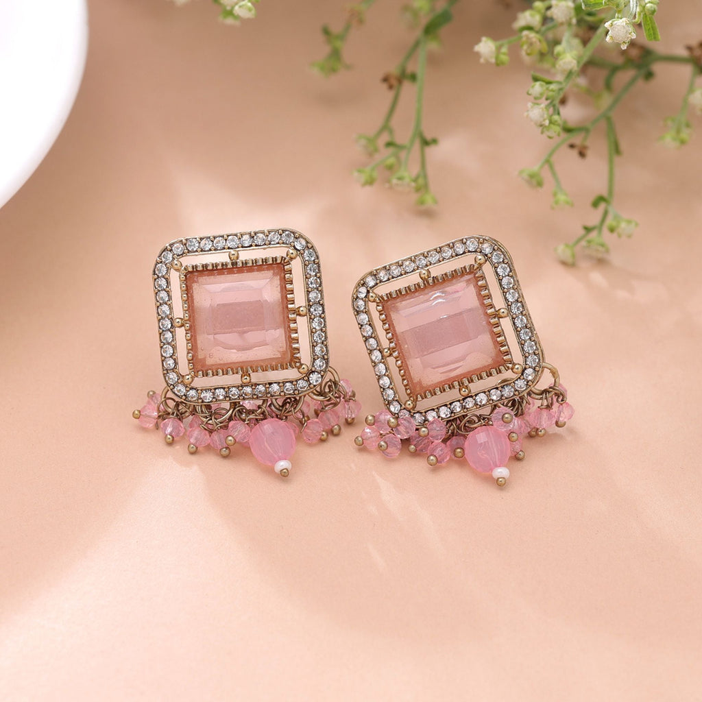 Light Pink Color Kundan Earrings Handmade Jewelry Style
