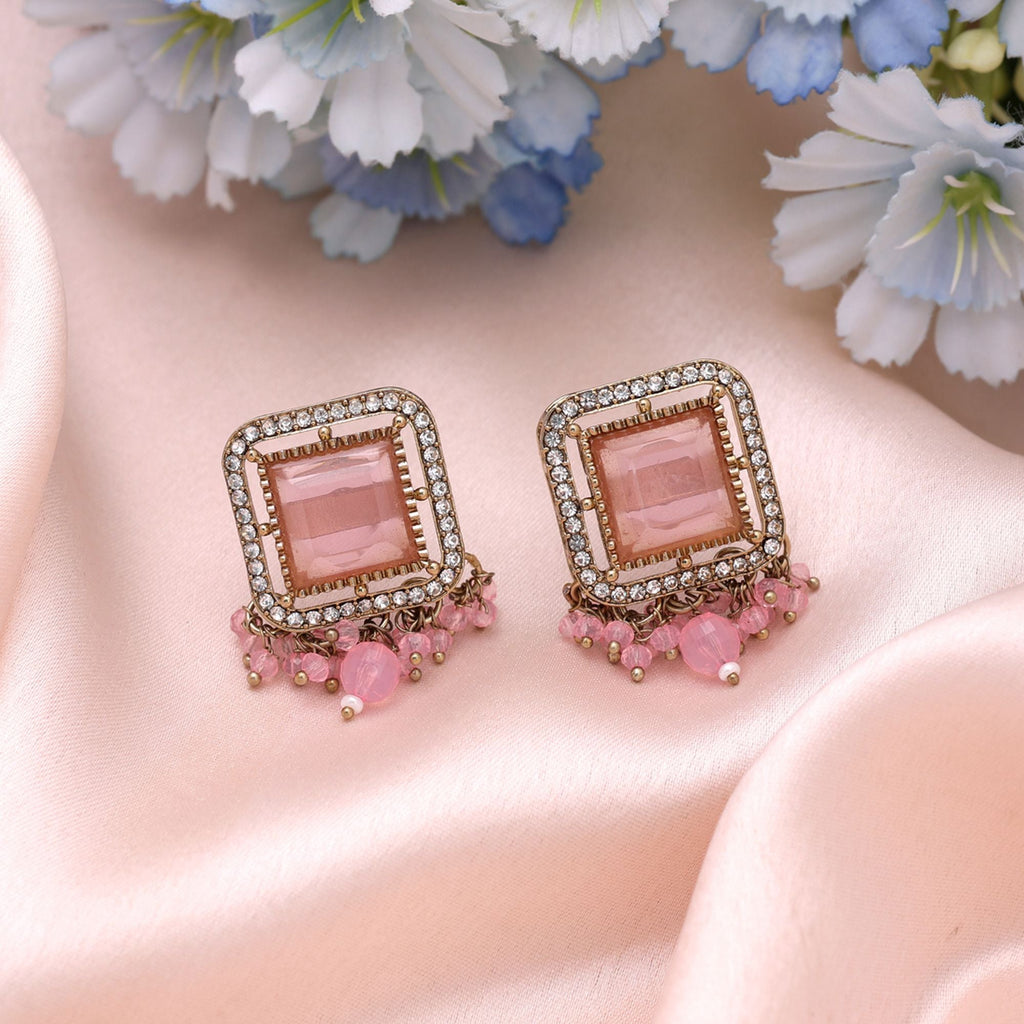 Light Pink Color Kundan Earrings Handmade Jewelry Style