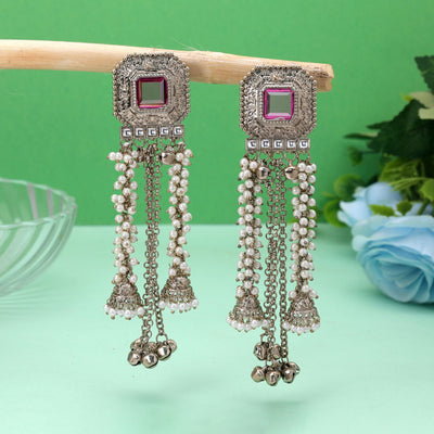 Pinkish Purple Color Kashmiri Kundan Earrings Designer Fashion Style