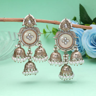 Peach Color Kundan Earrings Traditional Designer Appeal