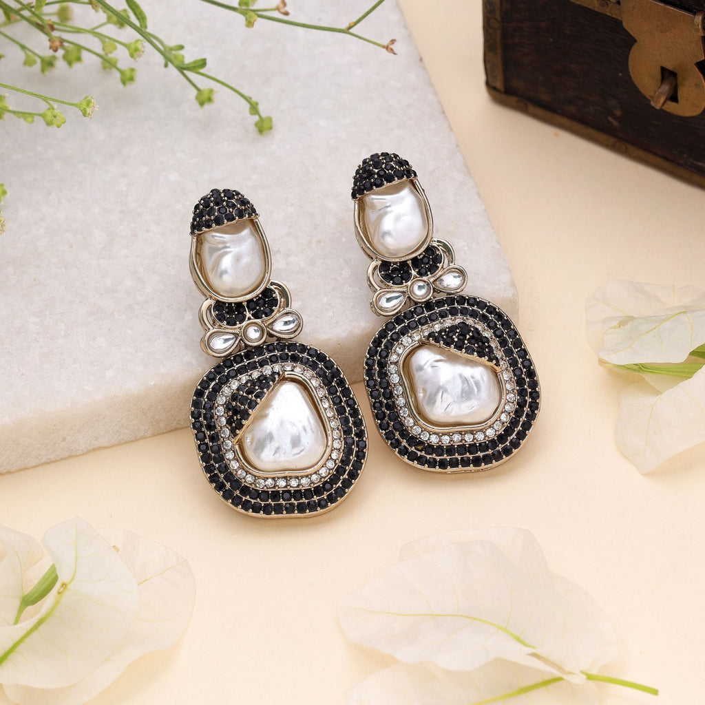Black Color Turkish Kundan Earrings For Women