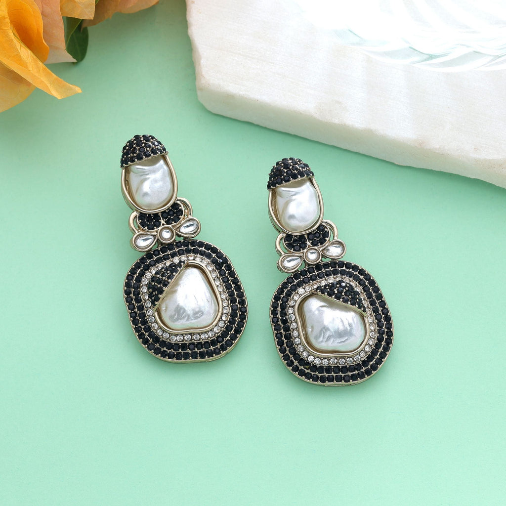 Black Color Turkish Kundan Earrings For Women