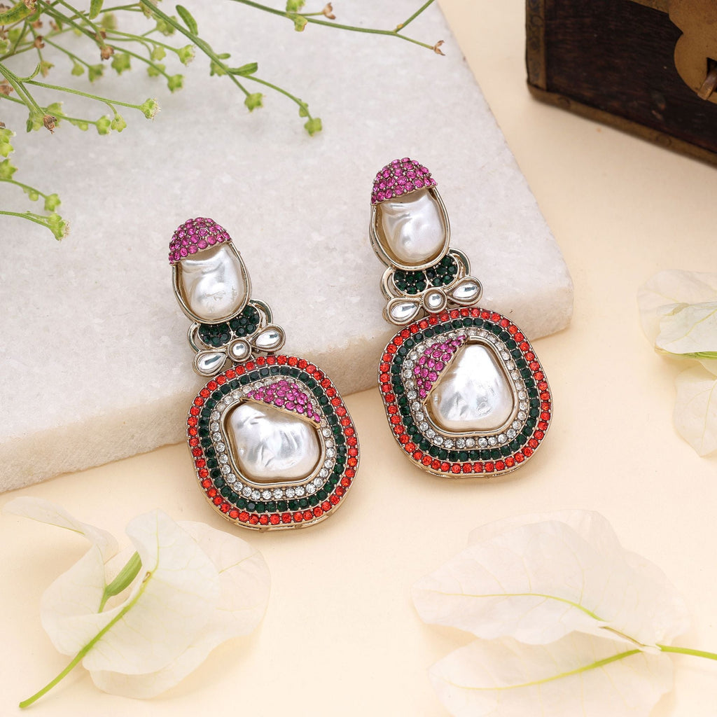 Multi Color Turkish Kundan Bridal Earrings For Women