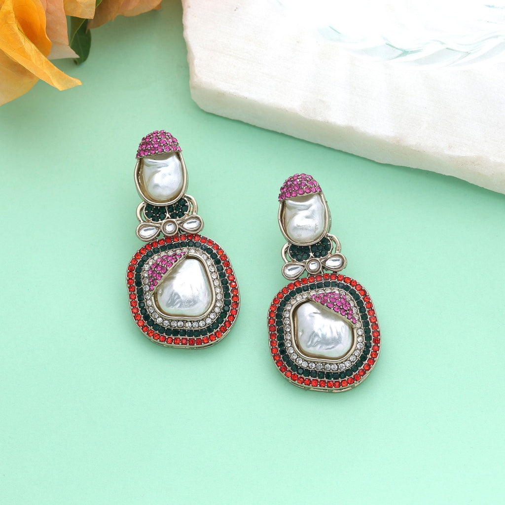 Multi Color Turkish Kundan Bridal Earrings For Women